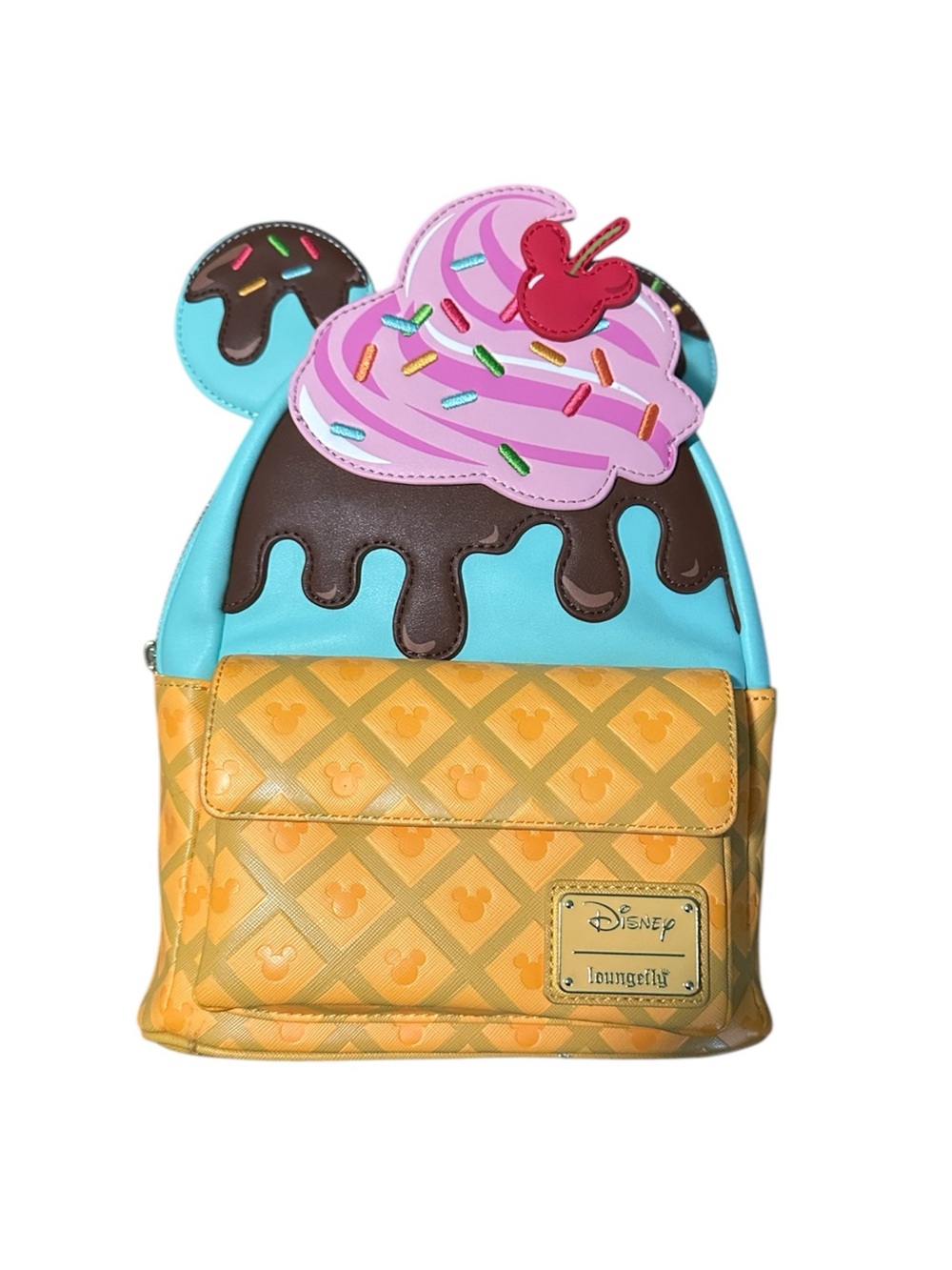 Disney Loungefly Ice Cream Cone Mini Backpack - Blue, Pink & Yellow